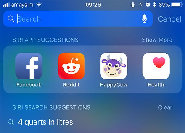 Recherche Spotlight iOS