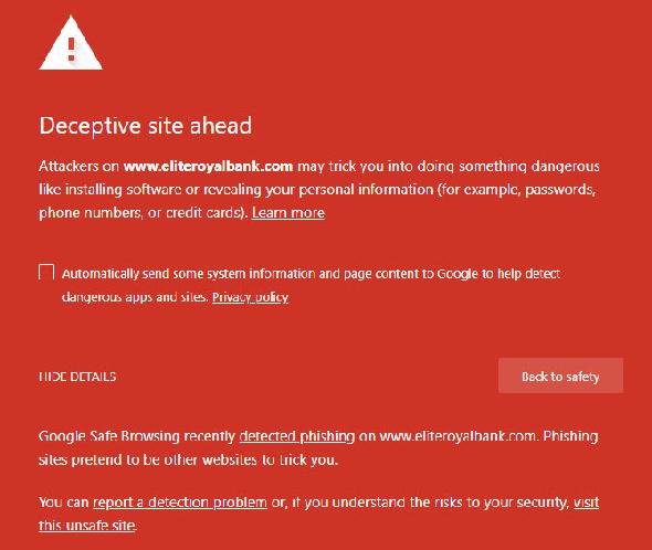 faux site en ligne Chrome Faux Site Web
