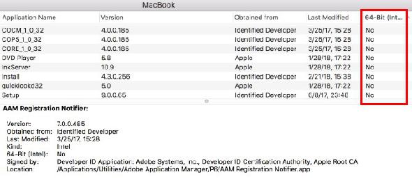 Applications Mac 32 bits