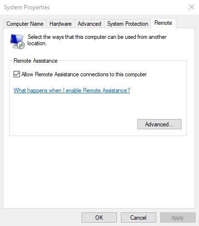 Activer l'assistance à distance dans Windows 10