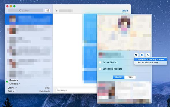 Partage d'écran iMessage sur Mac