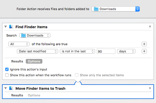 Action de dossier dans Automator sur Mac pour garder votre dossier Téléchargements propre