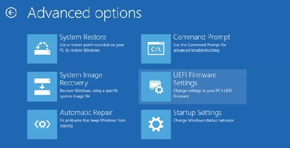 Windows 10 Dépanner les options avancées Paramètres du micrologiciel UEFI