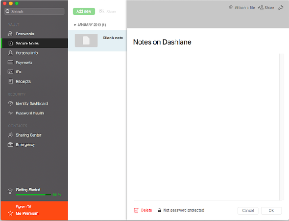 Notes de Dashlane