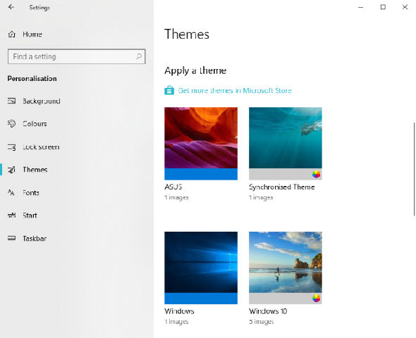 Choisissez votre thème Windows 10