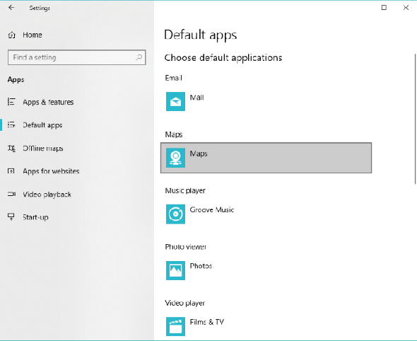 Définir les applications par défaut dans Windows 10