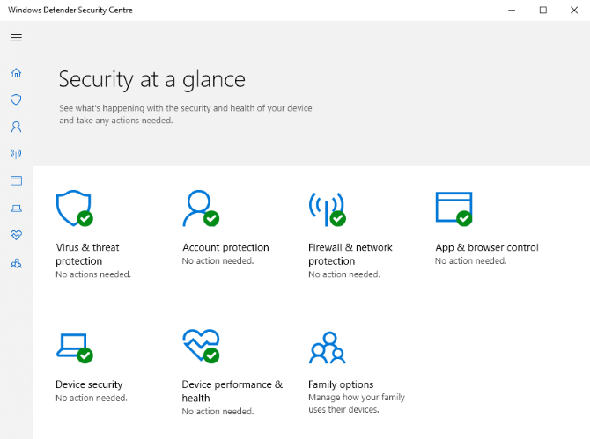 Windows Defender est accessible à partir des paramètres Windows.