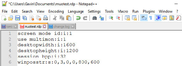 taille du bureau de configuration du bureau à distance Windows