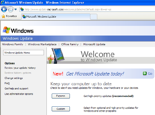 Windows XP Windows Update