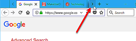 15 astuces incontournables pour les onglets Firefox 03 Cliquez sur la flèche vers la droite de la barre d’onglet