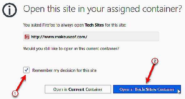 15 conseils indispensables pour les utilisateurs expérimentés des onglets Firefox 38 Ouvrir le site dans la confirmation du conteneur