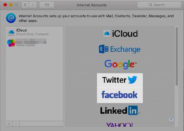 ajouter twitter facebook mac