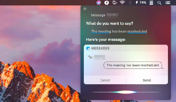 envoyer un message avec siri mac