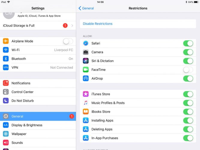 iOS restreint la caméra