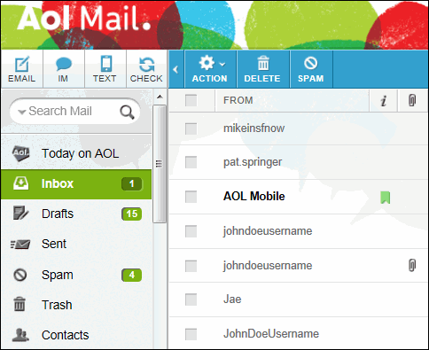 aol mail homescreen