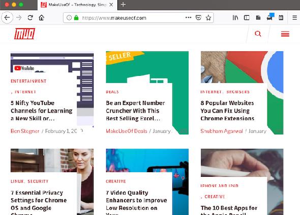 MakeUseOf aperçu dans Firefox