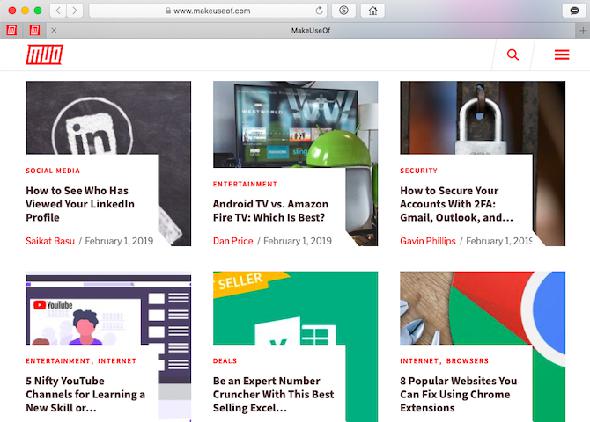 MakeUseOf aperçu dans Safari
